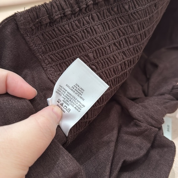 NWT Express Brown Linen-Blend Tie Front Bandeau Top XL • - Picture 7 of 8